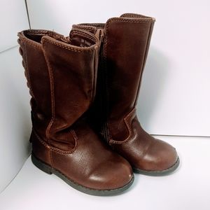 Sugar Tall Brown Toddler Boots Size 5 Zipper Tassel Braid